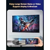 baratos Projetores-Projetor inteligente 4K com Android 13, projetor nativo para home theater com resolução 1080p e foco automático. &amp;Correção trapezoidal automática, Wi-Fi 6, Bluetooth 5.4, chip Amlogic T950S, projetor
