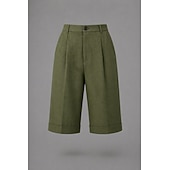 tanie Luksusowe doły-Damskie Spodnie capri Szorty Lniane szorty Letnie szorty Moda Podstawowy Formalny Do kolan Średia talia Równina Kieszeń Elastyczny pas Prosta noga Lekki Wygodny Oddychający Nieelastyczny Codzienny