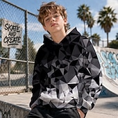cheap Boy's 3D Vision &amp; Geometry-Boys' 3D Graphic Geometric Hoodie Pullover Long Sleeve 3D Print Summer Spring Sports Fashion Streetwear Kids 4-12 Years Hooded Casual Daily Outdoor Regular Fit