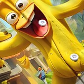 voordelige Eten &amp; Drinken-Voor heren Tekenfilm Grappig Banaan Hawaiiaans overhemd Tropische shirts Aloha-shirt Korte mouw Hawaii Vakantie Zomer Lente Strijkijzer 3D-afdrukken Voorste zak Overhemden met knoopjes blauw