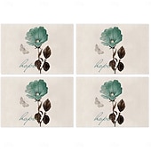 Χαμηλού Κόστους Placemats &amp; Coasters &amp; Trivets-Τραπεζομάντιλο με πεταλούδα ίριδας τεσσάρων εποχών, ορθογώνιο κάλυμμα τραπεζιού από 100% πολυεστέρα, σχέδιο με λουλουδάτο μοτίβο πεταλούδας, πλένεται στο πλυντήριο, ανθεκτικό στη θερμότητα,