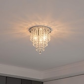 ieftine Lumină de tavan din cristal-Candelabru de tavan, mini candelabru, corp de iluminat de tavan cu cristal argintiu e12 cu 2 becuri pentru living, dormitor, sufragerie, bucătărie, birou, hol 110-240v