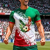 Maglia da calcio da uomo con grafica aquila cactus fuoco, ispirata al Messico, sportiva estiva a maniche corte, protezione UPF 50, asciugatura rapida, traspirante, 2026, per tifosi di calcio, tornei,