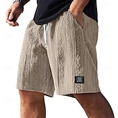 cheap Casual Shorts-Men's Shorts Summer Shorts Beach Shorts Casual Shorts Jacquard Pocket Elastic Waist Jacquard Comfort Breathable Knee Length Casual Outdoor Beach Vacation Fashion Blue Black Micro-elastic
