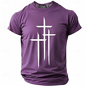  Crosses Faith Bible Christian Three Crosses Men's Minimalist Religious Graphic T Shirt Crew Neck Short Sleeve Inspirational Gift for Him Church Worship Wear Designer Clothing Apparel