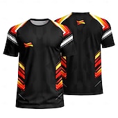  Camiseta de futebol masculina estilo alemão, com estampa geométrica, ideal para o verão, manga curta, proteção solar UPF 50, secagem rápida, tecido de malha respirável, modelo 2026, perfeita para