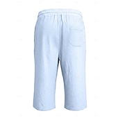 ieftine Vacanţă-Bărbați Pantaloni scurți din in Pantaloni scurți de vară Pantaloni scurți de plajă Cordon Buzunar Talie elastică Culoare solida Confort Respirabil Lungime gambă Casual Zilnic Plajă Vacanță Modă Negru