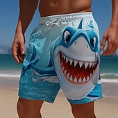 preiswerte Tiere &amp; Vögel-Herren Hai Lustig Comic-Tiere Badehosen Badeanzüge Badeshorts Boardshorts Mittlere Taille Hawaiianisch Strandurlaub Seitentaschen Netzfutter Elastischer Kordelzug in der Taille Designer Bekleidung