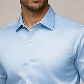 economico Camicie in raso da uomo-Per uomo Camicia Camicia in raso Camicia elegante Camicia con Bottoni Semplice Matrimonio Formale Blu chiaro Nero Bianco Verde Manica Lunga Bavero Tutte le stagioni Abbigliamento Puro