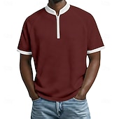 זול חולצת פולו קלאסית לגברים-בגדי ריקוד גברים חולצות פולו וופל חולצות פולו קזו'אל יומי רבע מיקוד שרוולים קצרים אופנתי בסיסי קולור בלוק רוכסן קל משקל קיץ אביב רגיל שחור לבן בורגנדי כחול נייבי כחול סקיי סגול חולצות פולו וופל