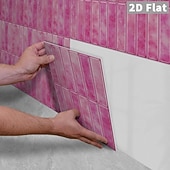 cheap Wall Stickers-10PCS 17x23cm Peel and Stick Thick Pink Purple Mosaic Pattern PVC Wall Stickers, American Vintage Style Self-Adhesive Removable Wallpaper for Renters, for Bedroom Bathroom Cabinet, Easy to Install