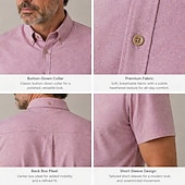 voordelige Overhemden voor heren-Voor heren Overhemd Overhemd met knopen Effen Dagelijks liiketoiminta Licht Roze Korte mouw Strijkijzer Lente zomer Zomer Kleding Lapwerk