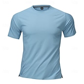cheap Men's Casual T-shirts-Men's T Shirt Short Sleeve Shirt Tee Top Short Sleeve Crew Neck Summer Spring Solid Color Streetwear Stylish Leisure Quick Dry Slim Daily Vacation Sport Black Blue Grey Top Tee for Men