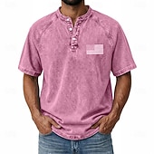 abordables Vintage et rétro-T-shirt graphique américain US Flag pour homme SoftFade™ chemise en denim 100 % coton chemise acid wash haut à manches courtes vintage streetwear maison rue été printemps noir rose vert clair gris