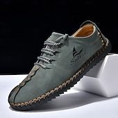 billiga Snygga snörskor-Handsydda snörskor för män, mjuka och bekväma loafers i vintagestil, lämpliga för vardagsbruk, resor, stadspromenader och eleganta vardagsutflykter.