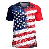  Uniseks Geometrisch Verloop Letter en nummer Voetbalzomer Wereldwijde wedstrijd Hardlopen Top Hardloopshirt Zomer Korte mouw UPF 50 Sneldrogend Ademend Sportschool Hardlopen Track Fitness Rood + blauw
