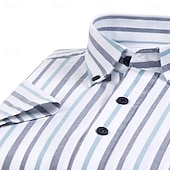 baratos camisas masculinas oxford-Homens Camisa Social Saia camisa de botão Camisa Oxford Bloco de cor Casual Diário Branco Amarelo Azul Marinha Azul Royal Manga Curta Aberto para a Lateral Verão Primavera Roupa Patchwork