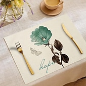 Χαμηλού Κόστους Placemats &amp; Coasters &amp; Trivets-Τραπεζομάντιλο με πεταλούδα ίριδας τεσσάρων εποχών, ορθογώνιο κάλυμμα τραπεζιού από 100% πολυεστέρα, σχέδιο με λουλουδάτο μοτίβο πεταλούδας, πλένεται στο πλυντήριο, ανθεκτικό στη θερμότητα,