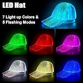 preiswerte Dekorative Lichter-LED-Baseballkappe mit Leuchtfunktion, USB-Ladefunktion, 7 leuchtende Farben, blinkend im Dunkeln, ideal für Partys.