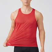 billige Løpe T-skjorter og tanktopper-Herre Ensfarget Treningstank topp Singlet til jogging Gymtopp Sommer Vår Netting Ermeløs Hurtigtørkende Komprimering Fukttransport Pustende Treningsøkt Løp Vandring Jogge Blå Svart Hvit Sports
