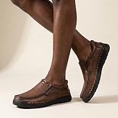 economico Scarpe Casual Slip-On-Mocassini casual da uomo marroni, cuciti a mano, comodi da indossare tutti i giorni, per viaggiare, guidare, per l'ufficio, per il fine settimana e per uno stile casual elegante e rilassato.