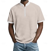 זול חולצת פולו קלאסית לגברים-בגדי ריקוד גברים חולצות פולו וופל חולצות פולו קזו'אל יומי רבע מיקוד שרוולים קצרים אופנתי בסיסי קולור בלוק רוכסן קל משקל קיץ אביב רגיל שחור לבן בורגנדי כחול נייבי כחול סקיי סגול חולצות פולו וופל