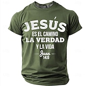  Camiseta Gráfica de Hombre Biblia Jesús Es El Camino La Verdad y La Vida Juan 14 6 Escritura Bíblica Cristiana Religiosa Camiseta Casual Manga Corta Ropa de Iglesia Ropa de Diseñador