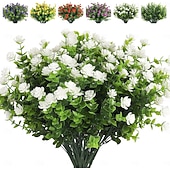billiga Artificiell Blomma-6 buntar konstgjorda blommor utomhus falska blommor för dekoration UV-resistenta, bleknar inte, konstgjorda plastväxter, trädgårdsveranda, fönsterlåda, dekor