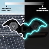 cheap Landscape Lights-Car Solar Vacuum Suction Cup Neon Bat-Shaped Decorative Running Lights, Wire-Free, Type-C Rechargeable, 8 Modes, Ambient LED Car Interior &amp; Exterior, Party, Halloween, Vehicle Decoration