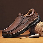 economico Scarpe Casual Slip-On-Mocassini casual da uomo marroni, cuciti a mano, comodi da indossare tutti i giorni, per viaggiare, guidare, per l'ufficio, per il fine settimana e per uno stile casual elegante e rilassato.