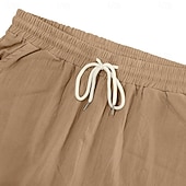 cheap Holiday-Men's Cotton Linen Shorts Shorts Summer Shorts Beach Shorts Drawstring Pocket Elastic Waist Plain Comfort Breathable Knee Length Outdoor Beach Vacation Vacation Fashion Black White Inelastic