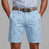 cheap Printed Shorts-Men's Nautical Anchor Bermuda Shorts Casual Shorts Golf Shorts Mid Waist Business Casual Work Beach Sports Outdoor Flat Front Shorts with 4 Pockets Designer Clothing Apparel