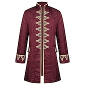 abordables Ropa de calle-Medieval Renacimiento Abrigo Larga Príncipe Caballero Noble Bordado Disfraz Hombre Real Víspera de Todos los Santos Carnaval Feria del Renacimiento LARP Adulto Chaqueta Todas las Temporadas