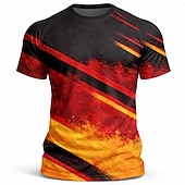 abordables T-shirts et Débardeurs de Course-Maillot de football homme inspiré de l'Allemagne – haut de performance à motif abstrait noir, rouge et or, maille respirante, séchage rapide, protection solaire UPF 50+ – T-shirt de tournoi pour