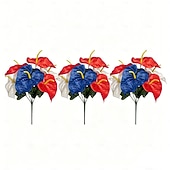 cheap U.S. 250th Anniversary-3Pcs 250th Anniversary Artificial Chrysanthemums &amp; Rose Flowers, Reusable Plastic Flowers for American Independence Day Decorations, 4th of July Party Decor, Home &amp; Garden Centerpieces