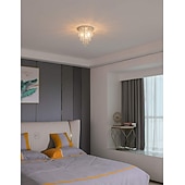 ieftine Lumină de tavan din cristal-Candelabru de tavan, mini candelabru, corp de iluminat de tavan cu cristal argintiu e12 cu 2 becuri pentru living, dormitor, sufragerie, bucătărie, birou, hol 110-240v