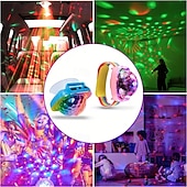 baratos Iluminação de Ambiente-Mini bola de discoteca com luz ativada por som, luzes de festa LED RGB portáteis com USB e pulseira. &amp;Ventosa para carro infantil, DJ rave, luz de humor que muda de cor, presente ideal para