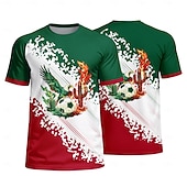  Maglia da calcio da uomo con grafica aquila cactus fuoco, ispirata al Messico, sportiva estiva a maniche corte, protezione UPF 50, asciugatura rapida, traspirante, 2026, per tifosi di calcio, tornei,