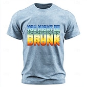 abordables T-shirts amusants pour hommes-T-shirt homme « You might be drunk acid wash » (délavé à l'acide, couleurs arc-en-ciel, psychédélique, double vision, texte humoristique sur l'alcool), manches courtes, coupe classique, idéal pour les