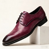 cheap Classic Dress Shoes-Men's Green Leather Derby Dress Shoes with Black-Toe Gradient Finish, Lace-Up Formal Oxfords for Stylish Men, Ideal for Business, Weddings, Parties and Evening Events