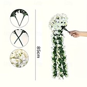 ieftine Flori Artificiale-2 flori artificiale suspendate rezistente la UV, plante violete multifuncționale din plastic pentru decorare interioară/exterioară, perfecte pentru Ziua Îndrăgostiților, Paște, Ziua Mamei, Ziua