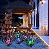 billige Landskapslys-1 stk utendørs solcelledrevet dekorativ lampe i metall av agave, fargeskiftende LED, hage, gårdsplass, plen, gangstibelysning – perfekt for bryllup, høytider, fester, terrasse og stemningsfull