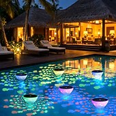 preiswerte Unterwasserlampen-1/2 Stück Solar-Schwimmleuchte für Pools, 5 Beleuchtungsmodi, IP65 wasserdicht, schwimmende Leuchten für Teiche, Thermalquellen, Aquarien, Pools, Garten, hängende Bäume, Partys, Projektions- und