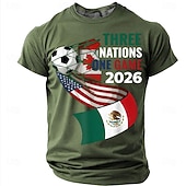 economico Magliette da sport e palestra-Coppa di calcio 2026, tre nazioni, partita unica 2026, USA, Canada, Messico, pallone da calcio, porta, rete, Nord America, torneo di calcio, maglietta sportiva per tifosi, grafica, vestibilità