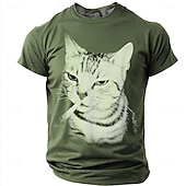  Per uomo Gatto Maglietta Manica Corta maglietta Stampa 3D Girocollo Camicia Moda Quotidiano Retrò Vintage Quotidiano Streetwear Rosso Estate Primavera Abbigliamento S M L XL XXL XXXL