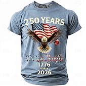  2026年7月4日 250周年 男性用 おかしい Tシャツ 半袖 Tシャツ 3Dプリント クルーネック シャツ ファッション デザイナー シンプル カジュアル 日常 パーティー レイクブルー ブラック ルビーレッド 夏 春 衣類 S M L XL XXL XXXL