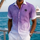 abordables Plantes tropicales-Homme Cocotier Dégradé de Couleur Plantes Tropicales Chemise hawaïenne Chemises tropicales Chemise Aloha Manche Courte Hawaïen Vacances à la Plage Été Printemps Col Rabattu Impression 3D Chemises