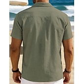 economico Vacanza-Per uomo Camicia Camicia di lino Camicia Estiva Camicia da Spiaggia Camicia con Bottoni Semplice Vacanza Ferie Nero Bianco Blu marino Azzurro cielo Manica Corta Collo a Lancia Estate Primavera