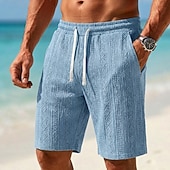 voordelige Casual korte broek-Voor heren Zomer korte broeken Strandshorts Casual korte broek Gestructureerde shorts Jacquard Trekkoord Elastische taille Effen Kleur Comfort Ademend Knielengte Dagelijks Buiten Streetwear Vakantie