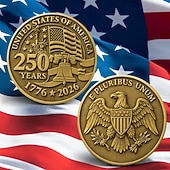 economico 250° Anniversario degli Stati Uniti-Moneta commemorativa del 250° anniversario degli Stati Uniti (1776-2026), con la campana della libertà. &amp;Medaglia della Casa Bianca, oggetto da collezione patriottico, Statua della Libertà, regalo